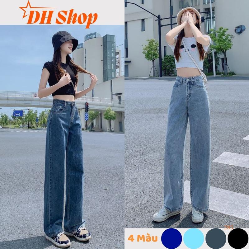 Quần Jean nữ ống suông rộng DH Shop, kiểu dáng ống suông phong cách trẻ trung có 4 màu lựa chọn Pants Denim Baggy Women quân jeannu
