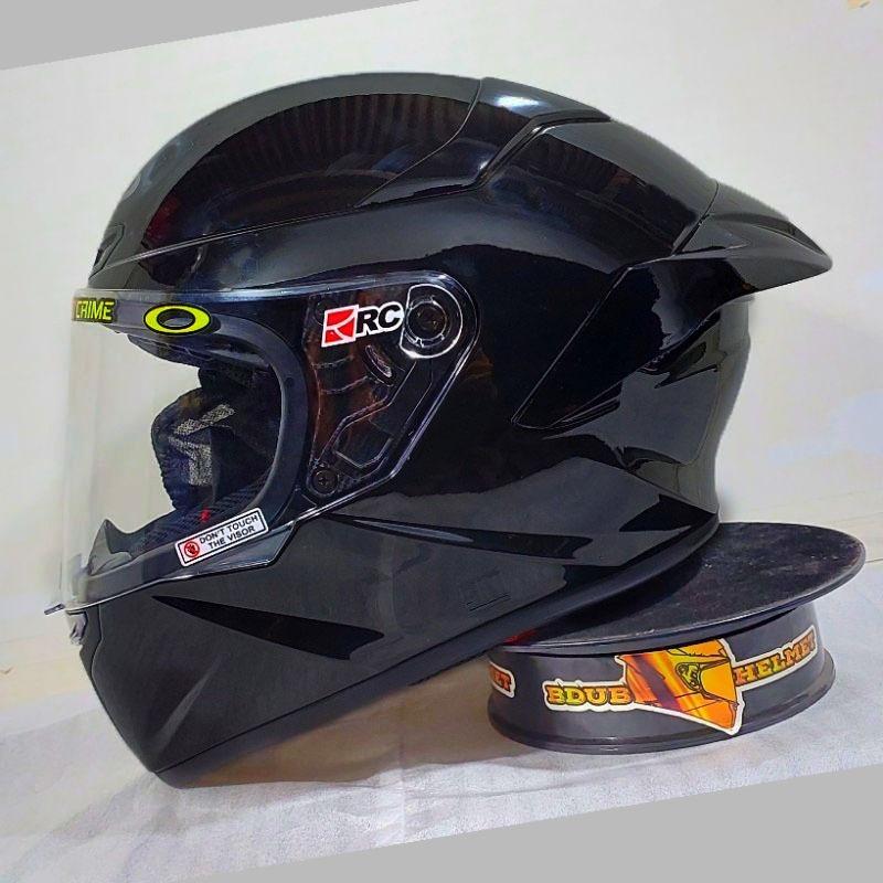 Helm Full Face Mla  crypton tt course terbaru Soid Glosy Kaca Visor Clear Blue Red Gold/Helm Full Face Terbaru Mla Crypton SNI Original MLA (BISA COD) 4