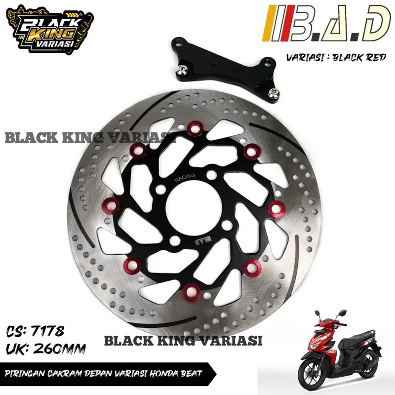 Piringan Cakram Depan 260MM Piringan Disc Cakram Beat Vario Genio Spacy Scoopy Plus Breket PNP Disc Brake Piringan Cakram 260MM 3