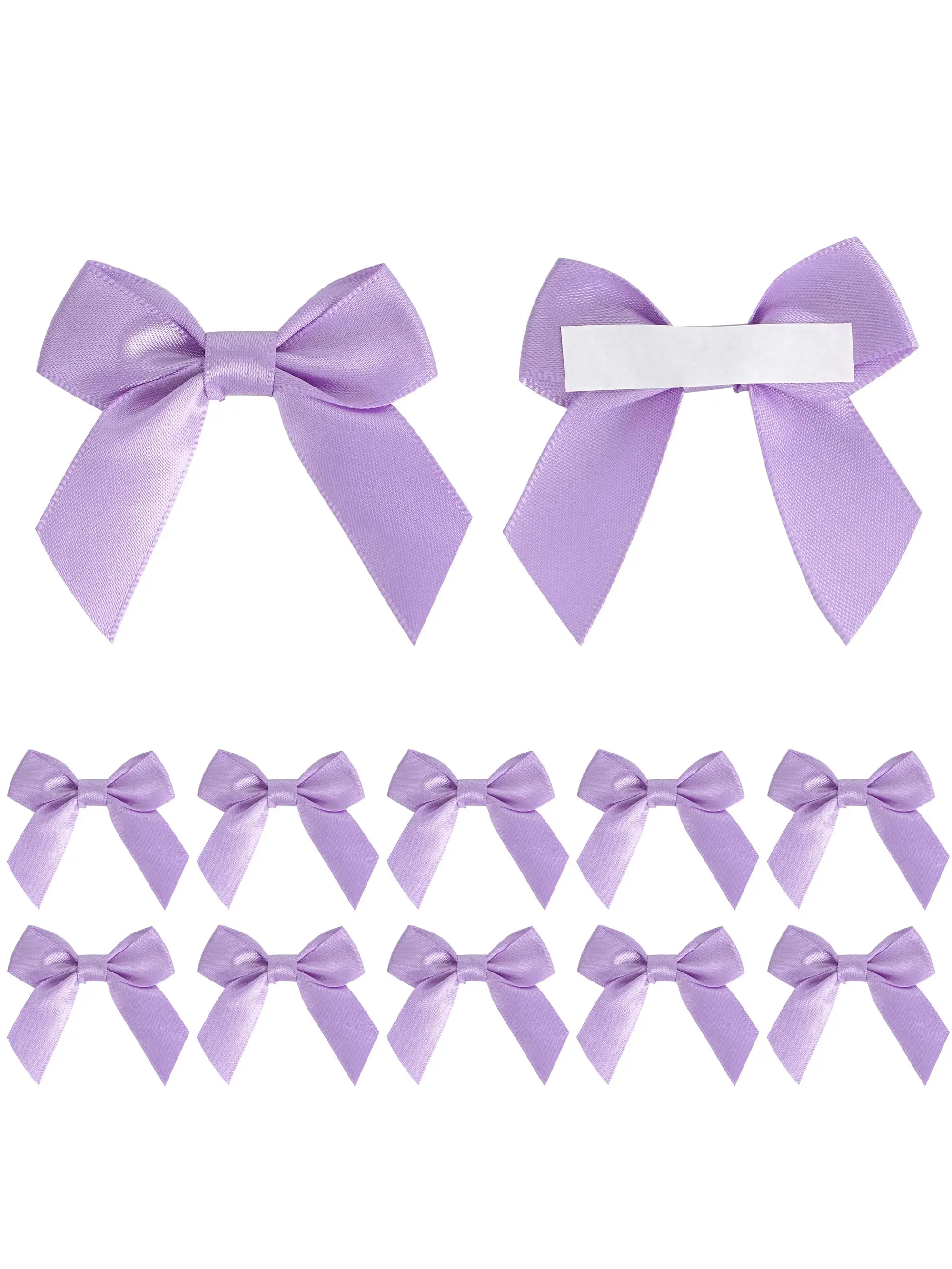 10Pcs/20pcs/ Lavender Satin Ribbon Bows 2" Self Adhesive Satin Bows for Gift Wrapping Premade Satin Bows with Double-Sided Tape for Making Crafts Baby Shower Birthday Party Wedding Decorations