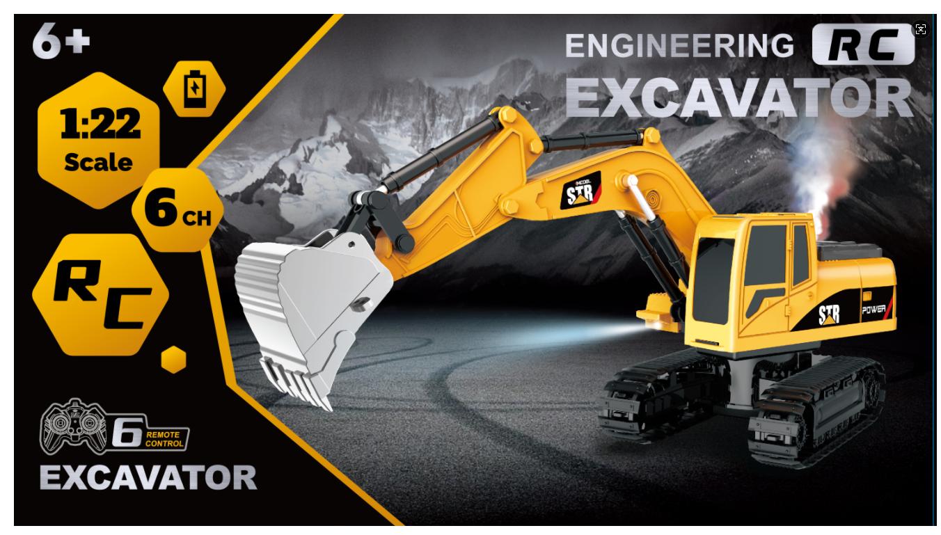 QQbaby RC Ekskavator Semprot Asap 6 Saluran Baterai 3.7V 1200mAh Mainan Alat Berat Anak dengan Lampu LED dan Suara Hidrolik