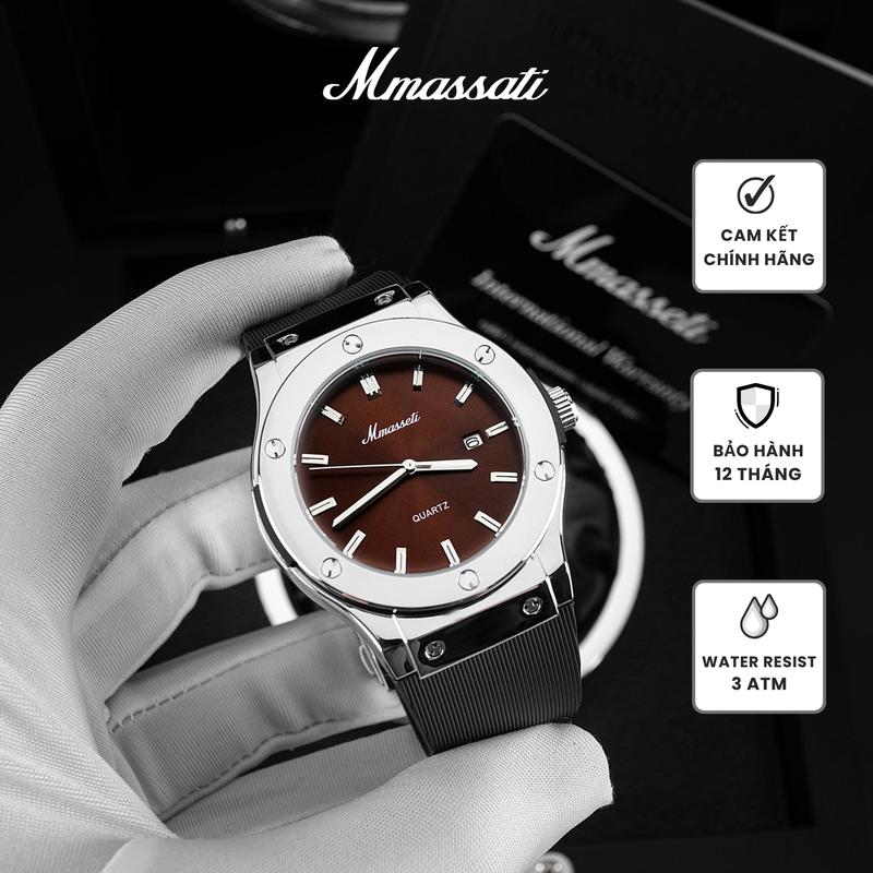  N282 - Đồng hồ nam Mmassati chính hãng thời trang sang trọng chống nước tốt khóa bấm thông minh dễ phối đồ bảo hành 12 tháng 
