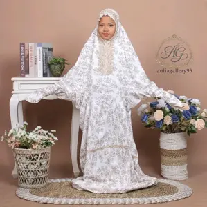 auliagallery95 mukena (terusan) anak series terbaru,katun Premium motif bunga melati usia 2-12 tahun size M-L-XL bahan lembut Muslim Wanita Cantik Lembut Nyaman