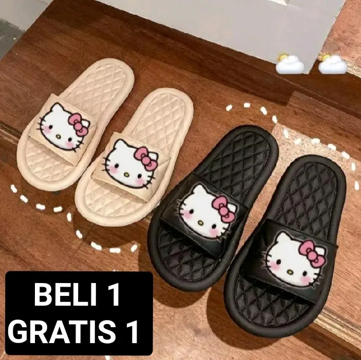PROMO BAYAR DITEMPAT BELI 1 GRATIS 1 Sandal Slop Wanita Sandal Rumah Sandal Ruangan Sandal Hotel Sandal Kokop Kartun Shoes Sendal 0