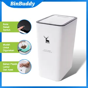 BinBuddy Store Tempat Sampah Dengan Penutup Anti Bau Tempat Sampah Dalam Ruangan Dengan Pegangan Serbaguna HSB602