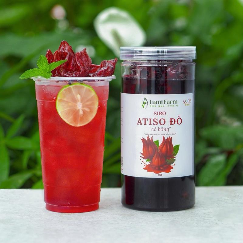 Siro Atiso Đỏ Có Bông nguyên chất tự nhiên, k phẩm màu làm món Lipton Atiso ngon lắm nha Vị Chanh