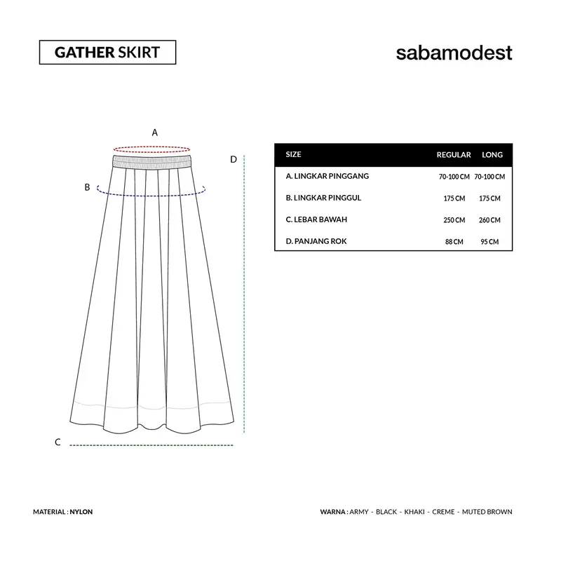 Sabamodest - Gather Skirt - Rok Nilon Pinggang Karet 7