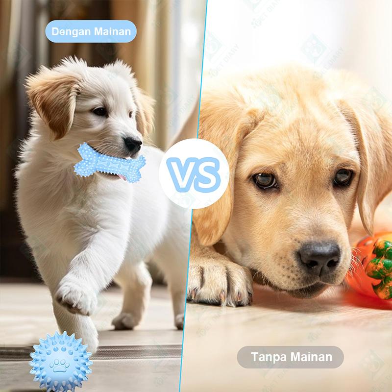 Mainan Kucing Gigitan Kunyah Untuk Anjing dan Kucing Pet Chew Toy TPR Bentuk Tulang Bola Bunga 5