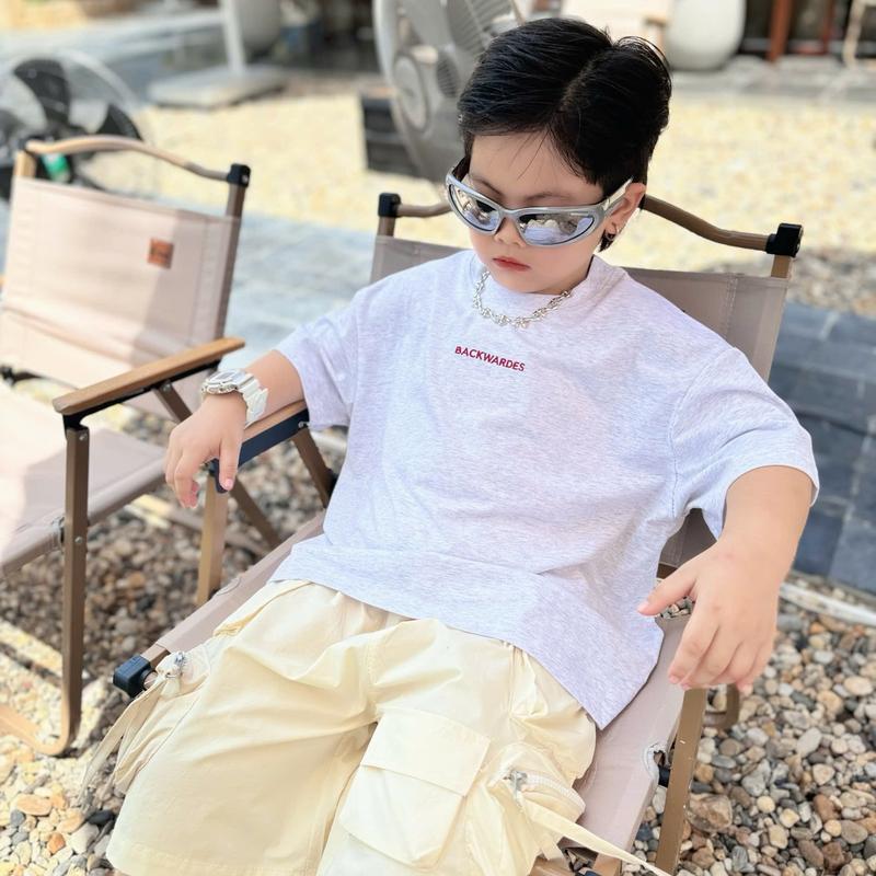 Khách chọn theo chiều cao,phom rộng Áo Cotton Cộc Tay Cho Bé Trai 2025,Áo Thun Tay Ngắn Phong Cách Hàn Quốc From Rộng Cho Bé Từ 25-53kg B0025