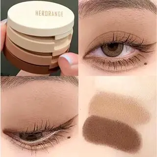 HERORANGE Eyeshadow Compact 3in1 Eyeshadow 3 Warna Glitter Matte Eyeshadow Nude Earth Colour Pigmented Korean Eyeshadow 3