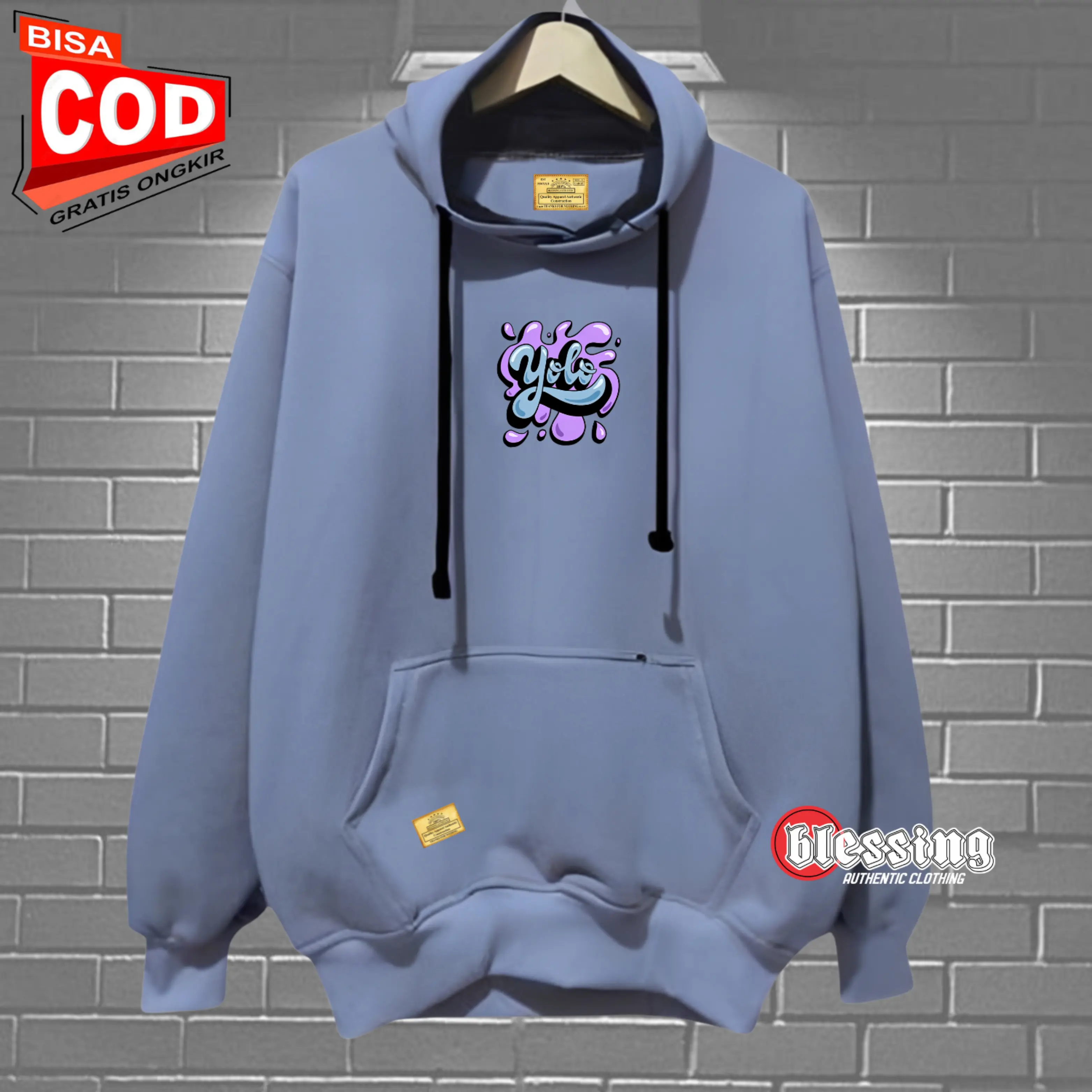 Hoodie Pria Distro Warna Abu Paralon Hodi Murah Jaket Tebal Original Cotton Fleece Sweater Hodie Denim List Sablon Yolo Graffiti Hoddie Oversize Unisex Jumper Terbaru 2024 Hudi Cowok Terpopuler Hudie Jumbo Blessing Authentic Hoddie Bigsize M L XL XXl