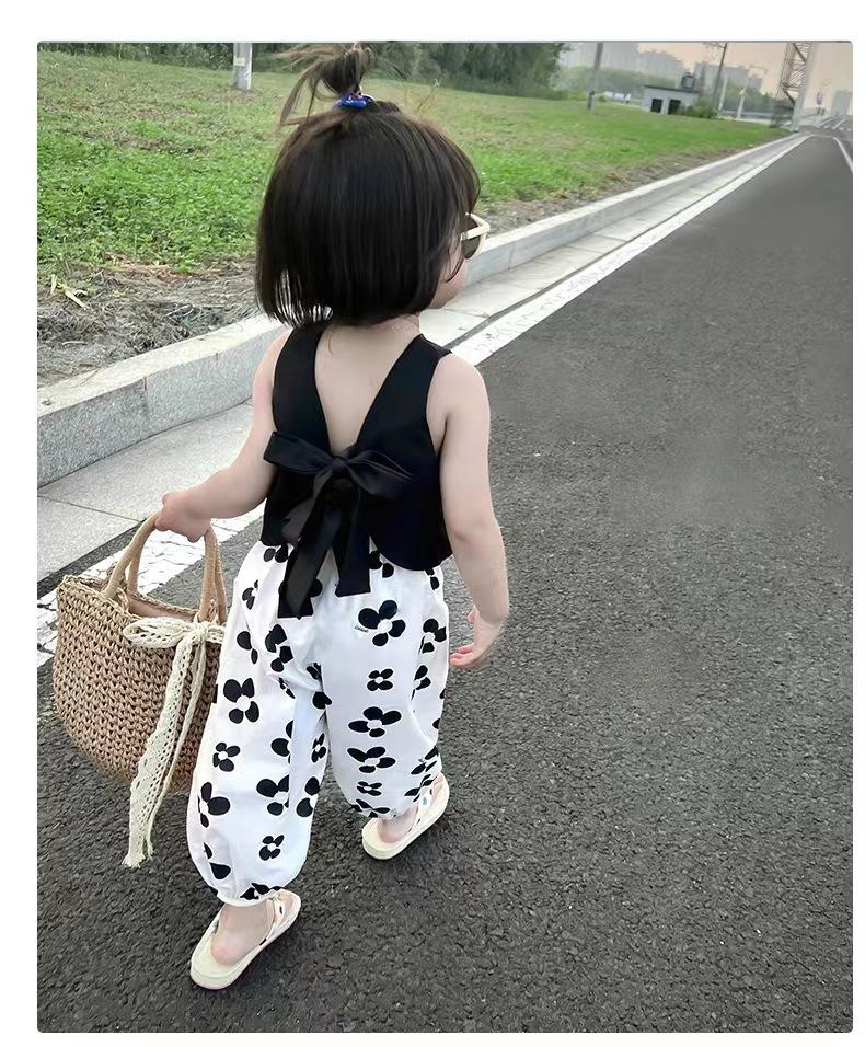 Product Introduction of Baju Atasan Tangki Bayi Perempuan, Set Seluar Cetakan Bunga, Pakaian Musim Panas 2 Keping, Putih, Stok Sedia, 90-140cm, Sesuai untuk Kanak-kanak Perempuan, B2409275 3