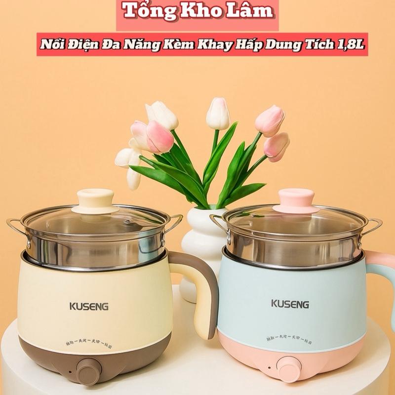 Nồi Lẩu Dung Tich 1,8L Mini 2 tầng KUSENG Kèm Khay Hấp Inox Có Quai Cầm Chống…