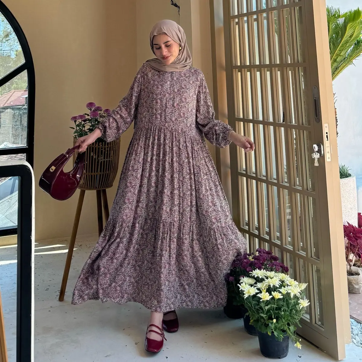 ￼Yoana Midi Dress / Dress Rayon Motif Yoana Dress Enbe / Korean Basic Dress / Daster Premium Motif