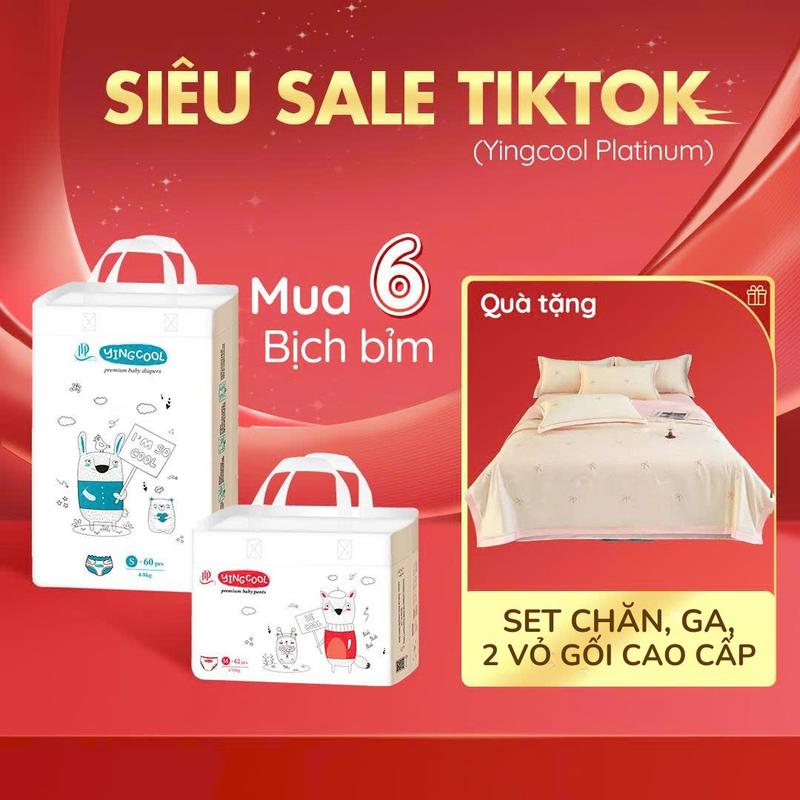 [ Tặng Set Chăn Ga Vỏ Gối Cao Cấp - Combo 6b ] Bỉm YINGCOOL Size NB64/SD60/MD56/MQ50/L48/XL44/XXL42/XXXL40 Women Nữ