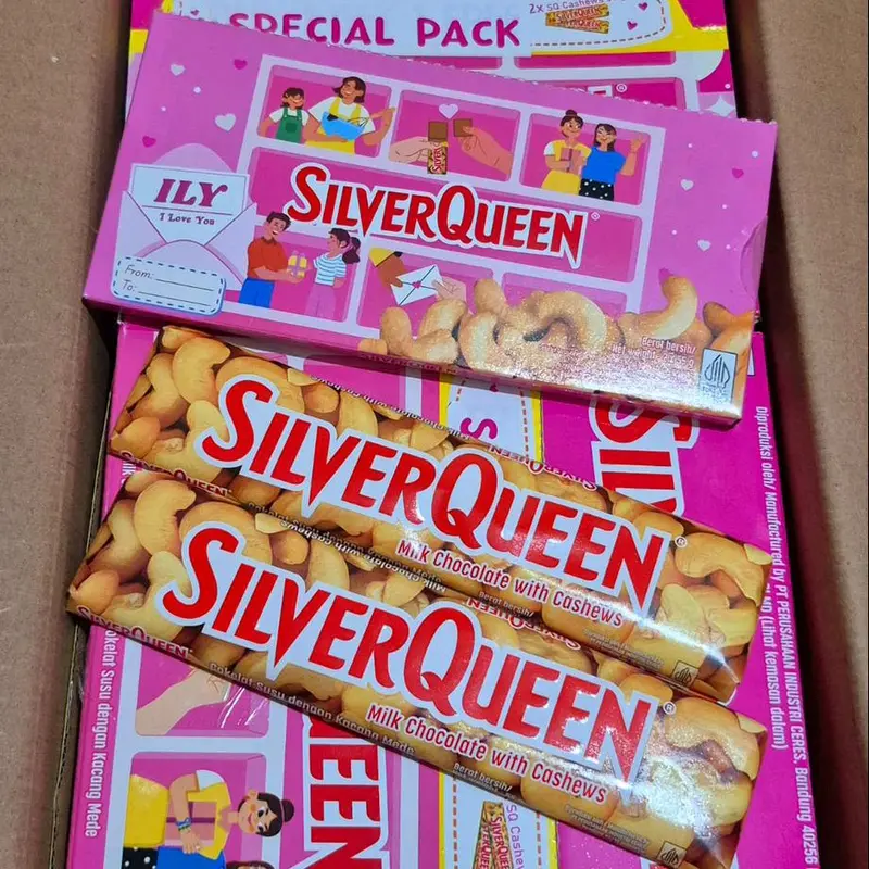 Coklat SilverQueen 55gr x 10pcs Mede & Almond Camilan Chocolate Manis Cemilan 2