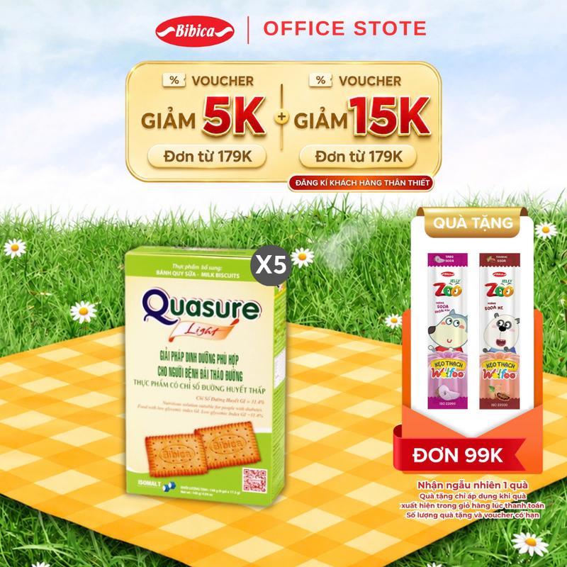 TOP Combo 5 Hộp Bánh Quy Quasure Light Sữa Bibica 140g - Thực phẩm dành cho…