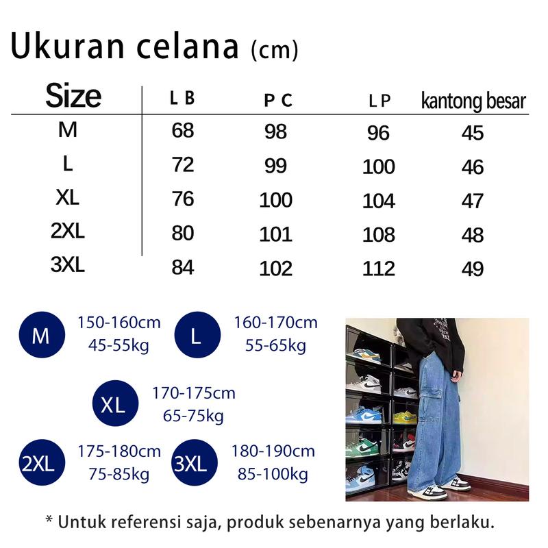 Product Introduction of celana jeans cowok street wear outfit baggy pants celana panjang pria dewasa denim berdiri celana cargo pria panjang Celana Panjang Unisex 0