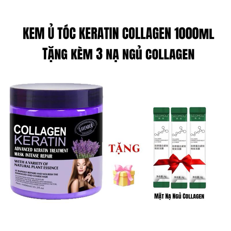 Kem ủ tóc Collagen Keratin 1000ml hỗ trợ dưỡng và cải thiện tóc hư tổn, chăm sóc tóc giảm khô sơ, giúp tóc mềm mượt giảm hư tổn, giảm gãy rụng, phục hồi hư tổn, dưỡng tóc nữ women