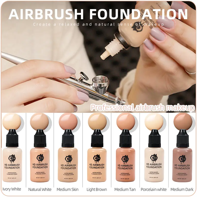 OPHIR 30ML Professional Airbrush Makeup Foundation Spray Air Makeup Foundation for Airbrush Kit-1oz/Bottle 5 Color (5 COLORS)