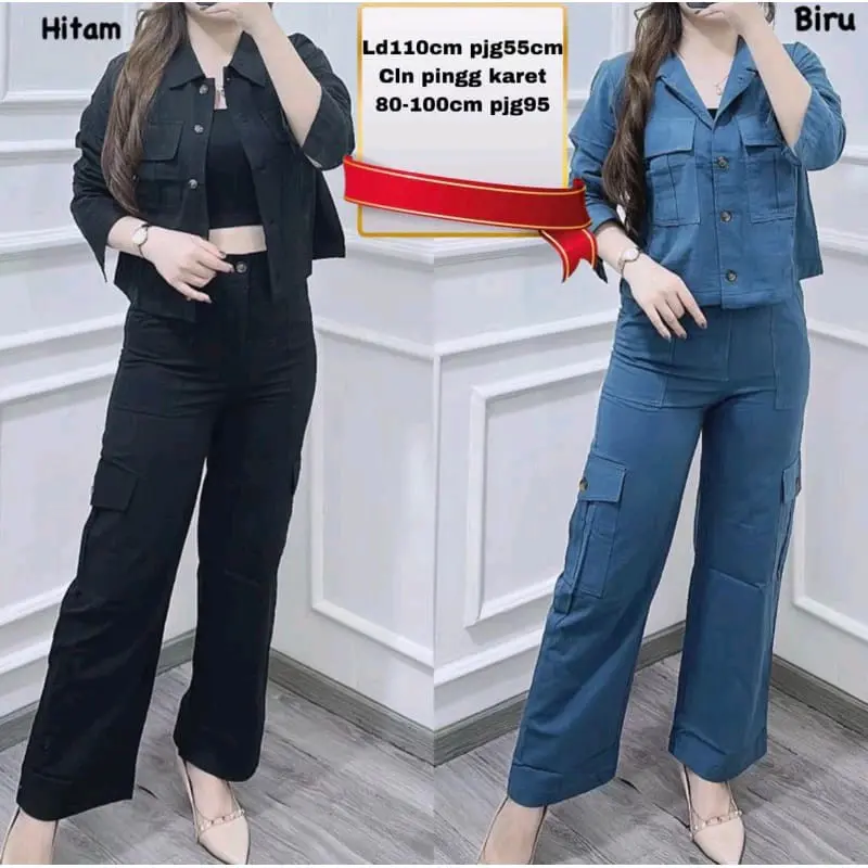 One Set Amanda | Linen Katun | Stelan wanita || Seputar_Fashion16 1