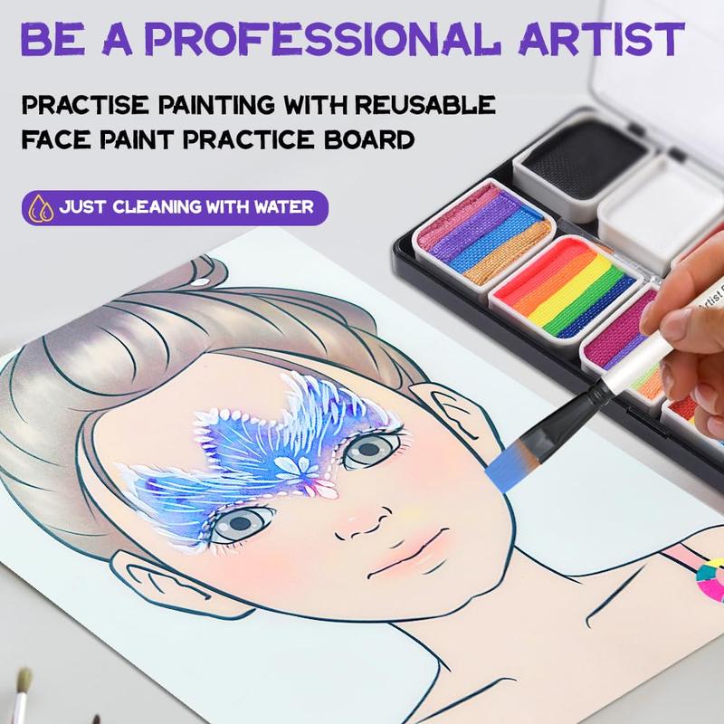 Product Introduction of OPHIR TOGUSH A4 Face Paint Practice Board, Reusable Colored Makeup Practice Template 12
