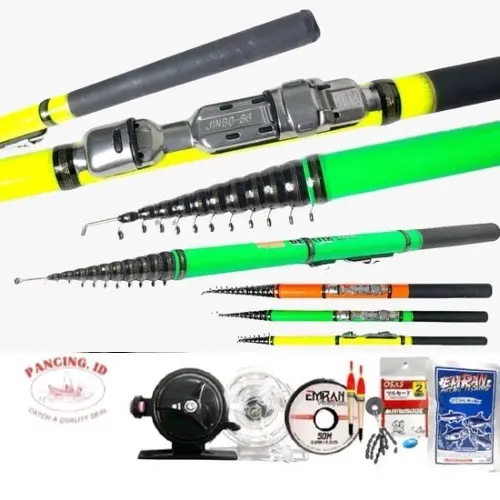 Set lengkap joran Pancing tegek OREGON GELATIK bahan fiber kuat sudah dapat Reel dengan accesorisnya 0