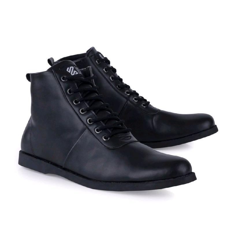Sepatu Formal Tinggi Model Boot Pria Pantofel Hitam Paskibra Shoes sintetis fleksibel Kerja 5