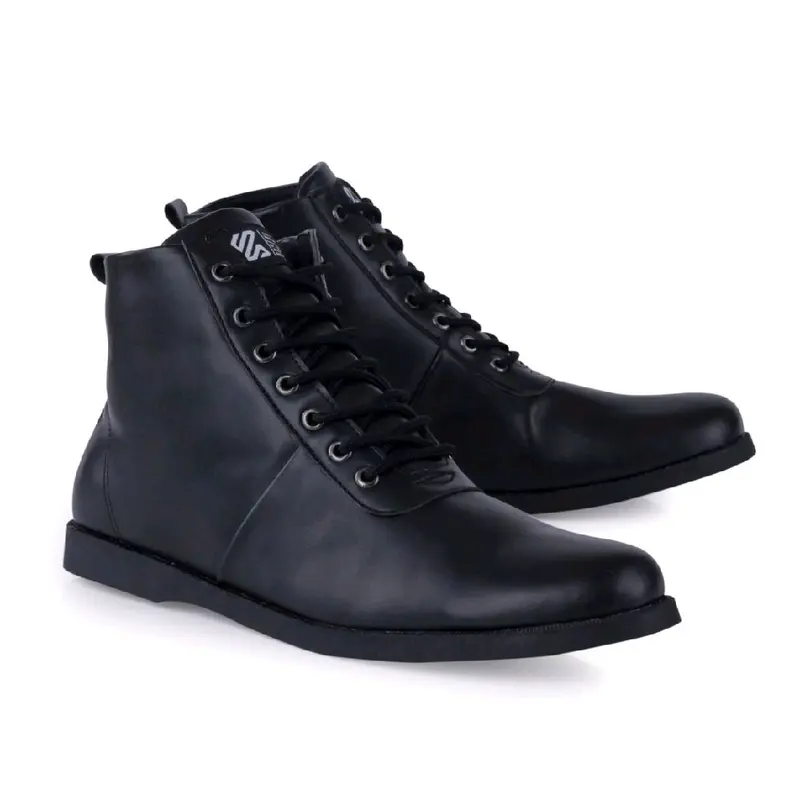 Sepatu Formal Tinggi Model Boot Pria Pantofel Hitam Paskibra Shoes sintetis fleksibel Kerja 5