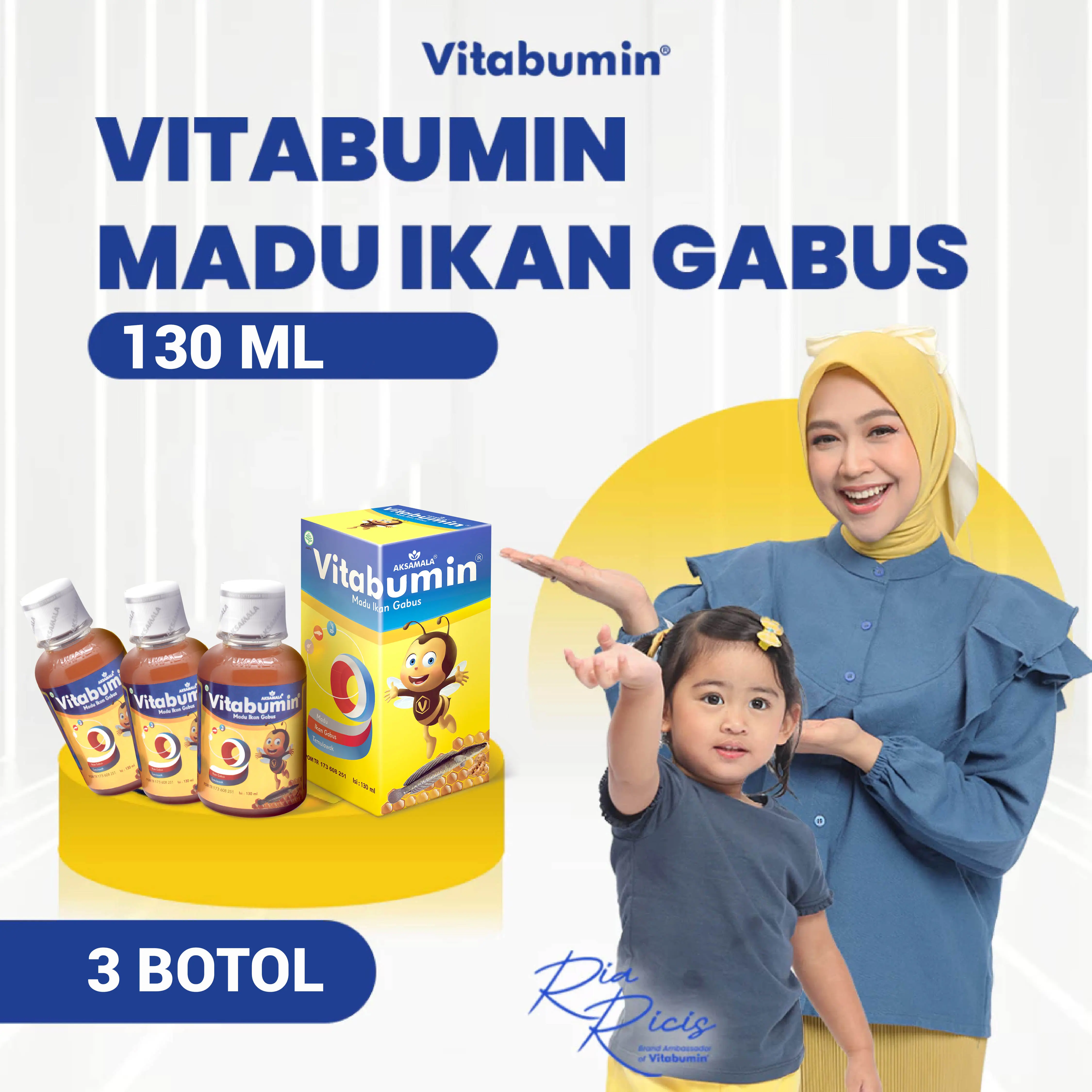 Vitabumin 130 ml 3 Botol - Madu ikan gabus untuk sikecil pelancar vitamin  anak