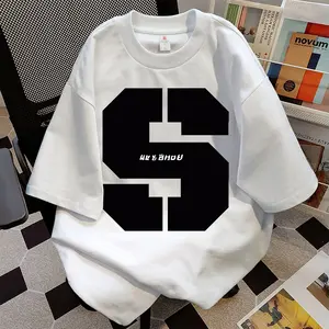 Kaos Katun Dengan Motif S Yang Unik Dan Menyenangkan, Atasan Leher Bulat Lengan Pendek Longgar, Unisex
