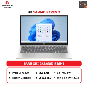 HP 14 RYZEN 3 7320 8GB 256GB W11+OHS 14.0FHD 2Y SLV -EM0197AU