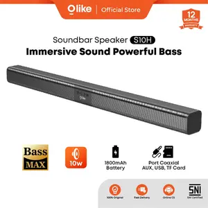 [BEST SELLING] Olike S10H Soundbar Speaker 10W Subwoofer | Bluetooth 6.0 | Bass Max Immersive Sound | 5 Mode Playback | Baterai 1800mAh | Pemasangan Dinding with Mounting untuk TV 55" | Garansi 1 Tahun
