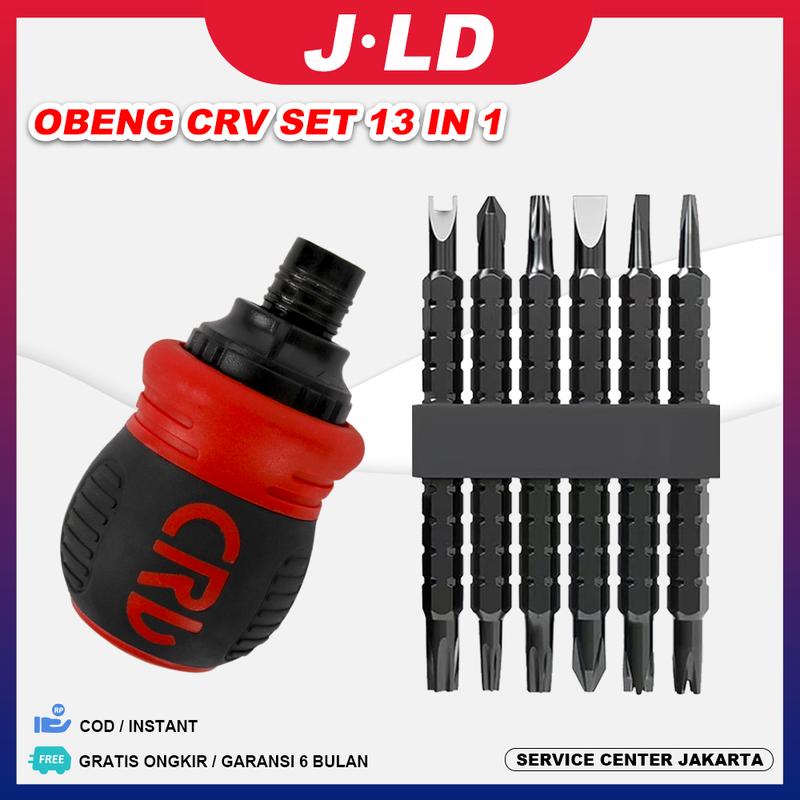 JLD Obeng CRV Set 13 in1 Obeng Bolak Balik Cebol Termurah 1