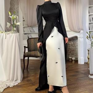 Gaun Berjela Langsing Elegan, Ketibaan Baru Eropah dan Amerika, Gaya Selebriti Niche, Warna Kontras, Gaun Panjang, Rekaan DM171, Spot 2025