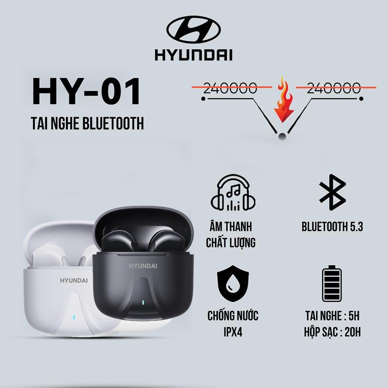 HYUNDAI Tai nghe Bluetooth không dây HY01 PRO cảm ứng thông minh pin trâu Hình Đáng yêu tai nghe TWS cho Samsung, Oppo, IOS, Android, Laptop...