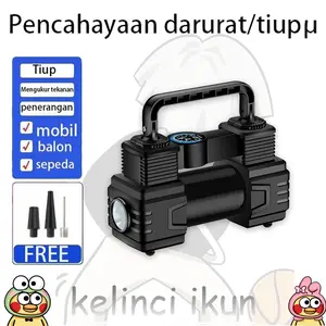 Kompresor Angin Listrik Mini Pompa Ban Mobil Motor Elektrik Heavy Duty Air Compressor DC 12V 150 PSI dengan Tiup dan Penerangan Gratis Car Tire