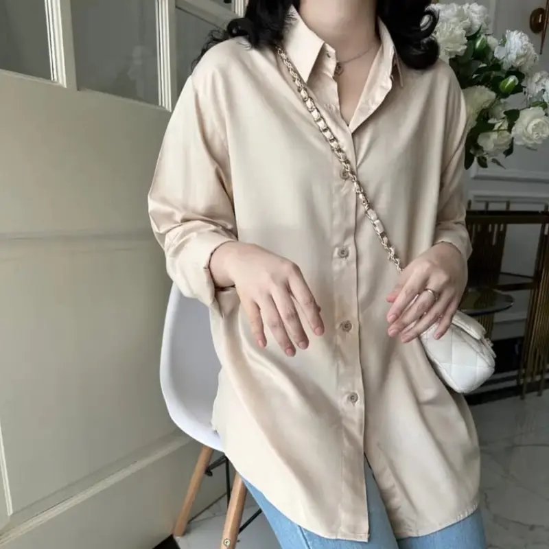 Kemeja Polos Wanita Rayon Twill Lengan Panjang By Zubi Fashion 7