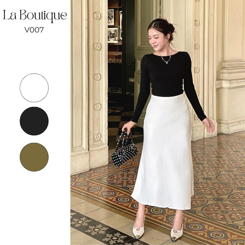 La Boutique - Chân váy lụa nữ form ngắn lưng cao Váy 2 lớp dày dặn dành cho nàng 1m50