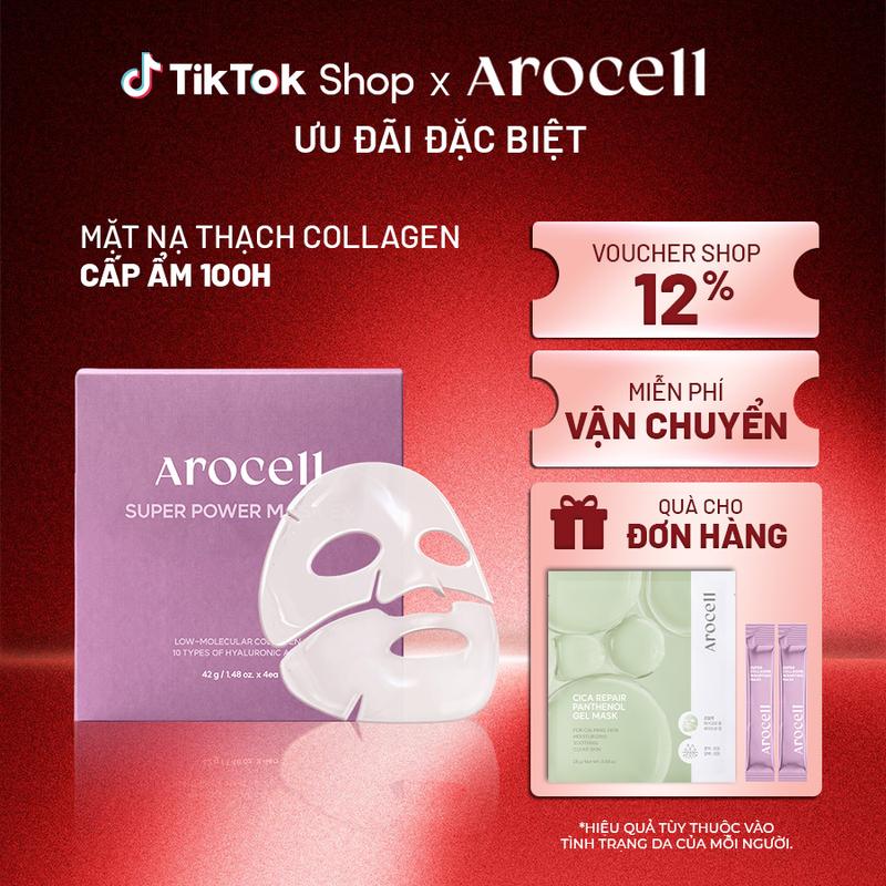   AROCELL  1 Hộp Mặt Nạ Thạch Collagen Super Power Mask Ex  4 miếng  Cosmetic Làm Đẹp Da Đắp Mặt Skincare 