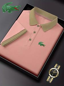 Camisa polo Ff4986 con estampado de cocodrilo de moda, ajuste casual y manga corta, transpirable y elástica, prenda para hombre para todas las estaciones, estilo más vendido