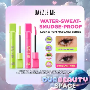DAZZLE ME Lock & Pop! Duo Mascara Series VoluMAX-ing dan LongLASH-ting Smudgeproof Transferproof Waterproof Maskara Lasting Eyelash Water-Sweat-Smudge-Proof Liquid