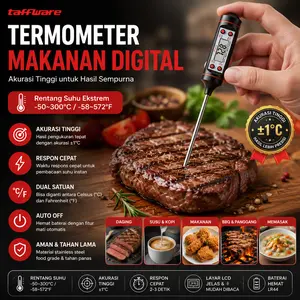 New Termometer Makanan Digital TP101 Food Thermometer Pengukur Suhu Daging BBQ Kopi Susu Baking Kitchen Thermometer Akurat Stainless Steel