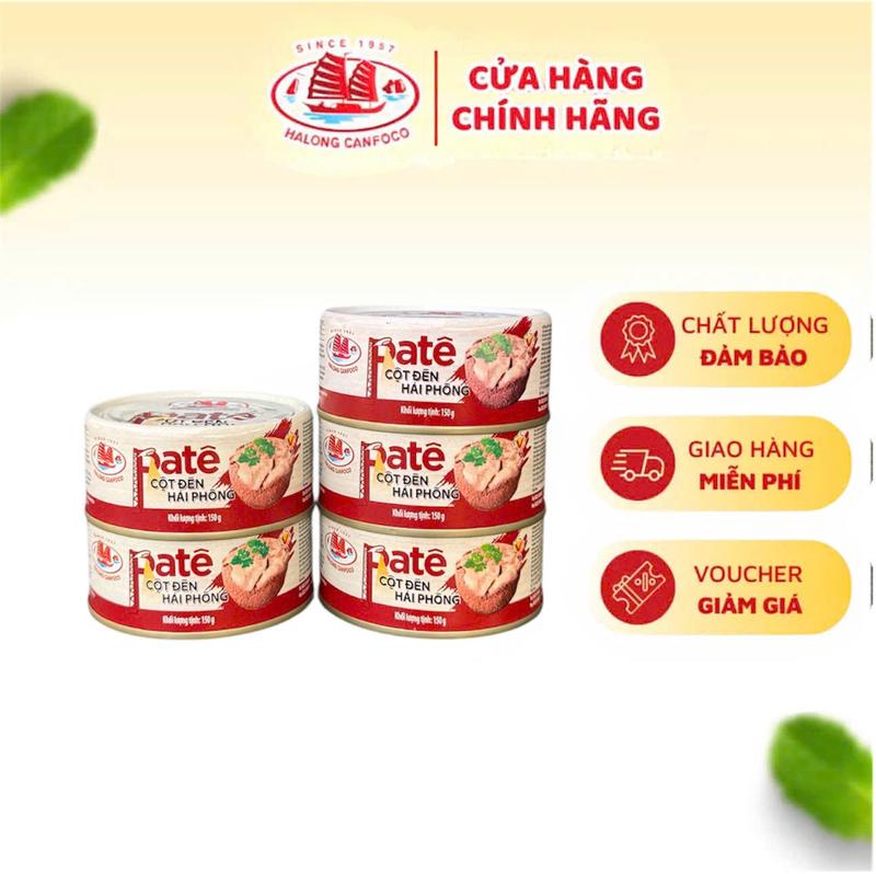   Hộp to  COMBO 5 Hộp Patê Cột Đèn Hải Phòng 150G- Đồ Hộp Hạ Long- Ăn liền với bánh mỳ cơm xôi đều ngon dùng cho người lớn và trẻ em đều được. Tiện lợi mang đi du lịch picnic. 