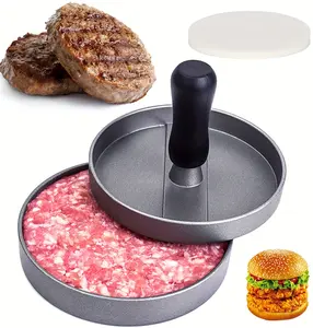 1pc Aluminum Burger Maker Hamburg Press Circular Meat Cake Press Mold Beef Pancake Press Mold Kitchen Tool For Kitchen BBQ Grill