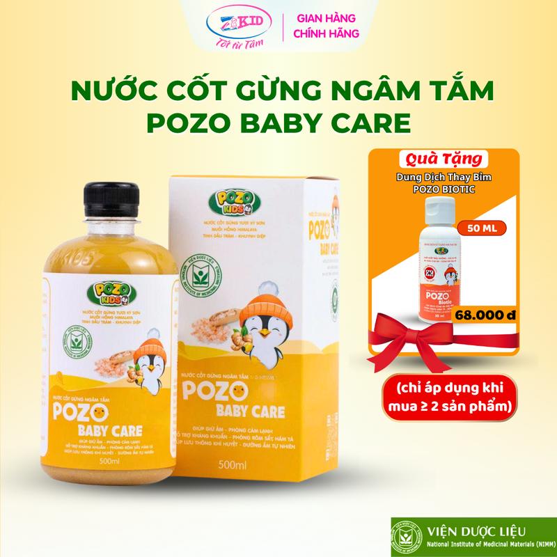 Cốt Gừng Tràm Khuynh Diệp - POZOKIDS - Nước Cốt Gừng Ngâm Tắm POZO BABY CARE - Giúp Giữ Ấm, Phòng Cảm Lạnh - Hỗ Trợ Kháng Khuẩn, Phòng Rôm Sảy, Hăm Tã - Giúp Lưu Thông Khí Huyết - Hộp 1 chai 500ml