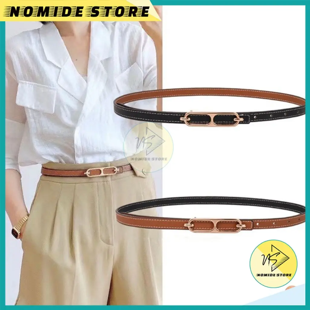 Ikat Pinggang Wanita Sabuk Kulit Sintetis Fashion Korea Gesper Bolak Balik Casual Kualitas Import Aksesoris Belt