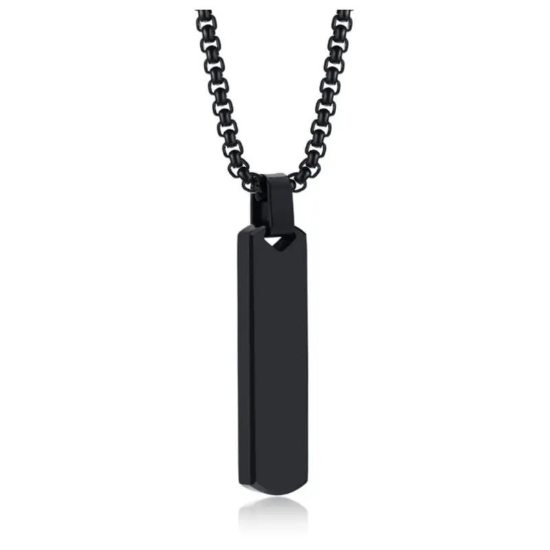 (KL6) KALUNG RANTAI TITANIUM PRIA LONTIN BALOK TEBAL KOREA SILVER HITAM TERBARU ANTI KARAT -CJR TITANIUM Liontin 6