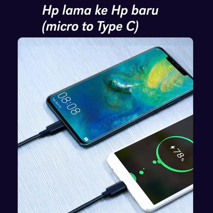 Universal Kabel USB Type C To Micro B Data Charging Male to Male Android Micro usb Tipsi Cable hp baru lama 2