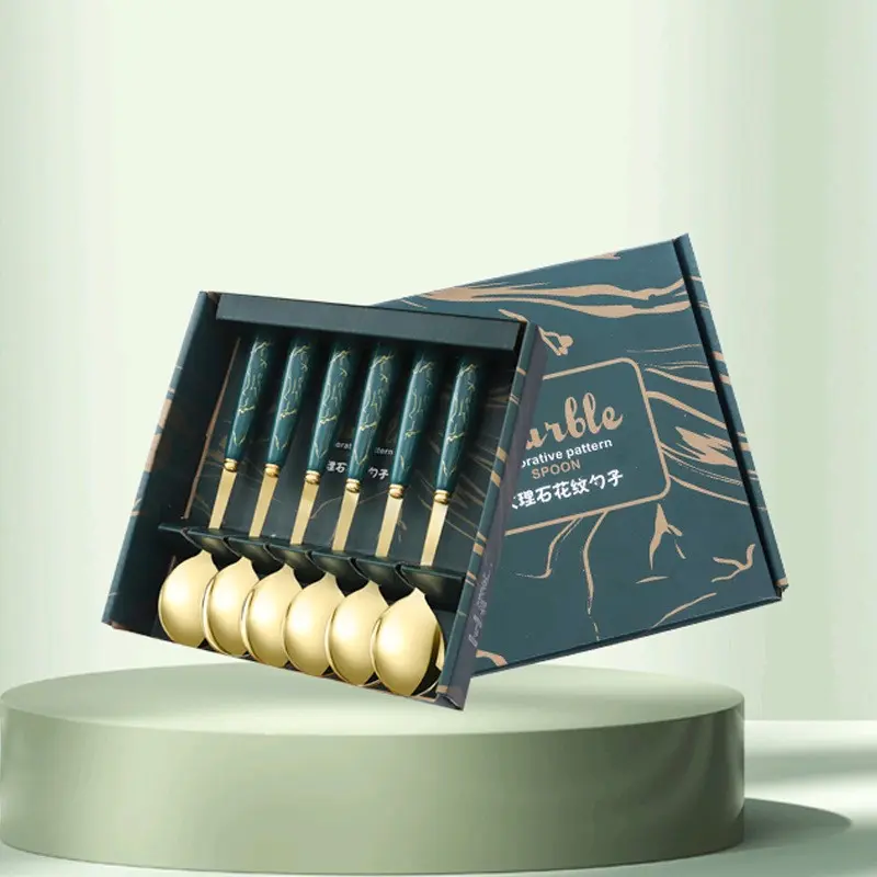 Free Box Isi 6Pcs Sendok Makan Gold Emas / Sendok Sultan Premium